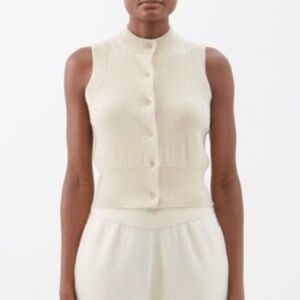 Extreme cashmere No.193 corset stretch-cashmere blend cardigan in cream